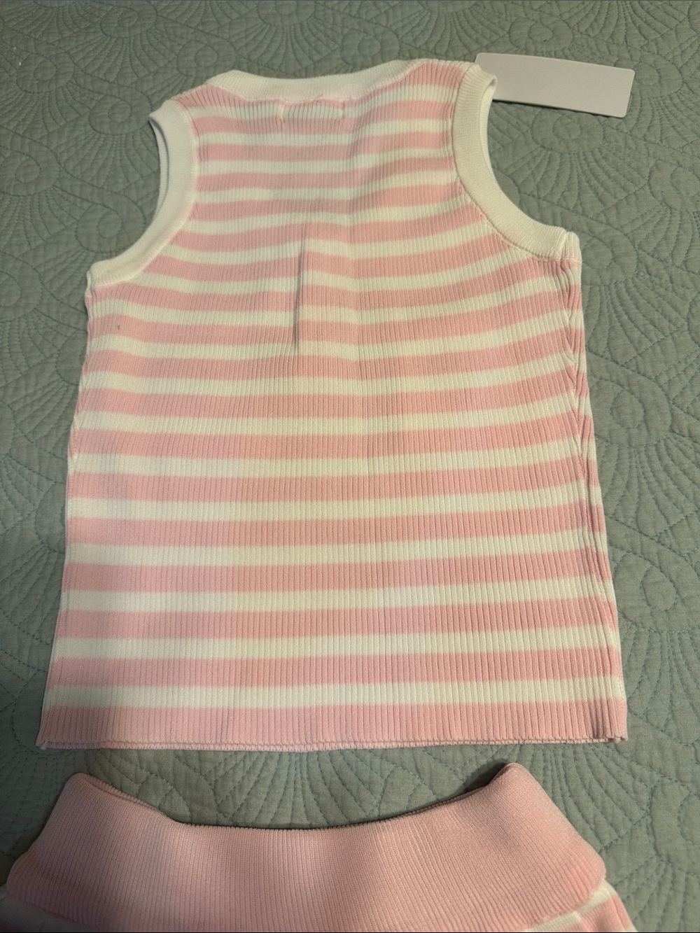 CHANEL Pink and White Striped Knit Tank & Pleated Skirt Set - Picture 4 of 6